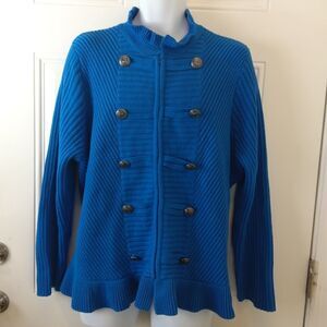Denim 24/7 blue zip front military cardigan (NWOT)